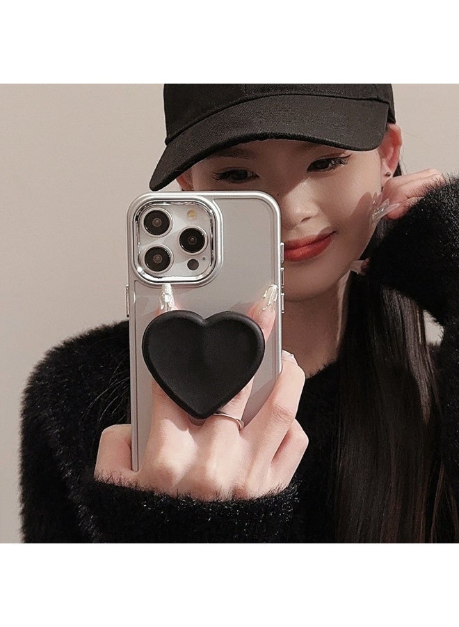 NIBEMINENT Black Heart Shaped Stand Protective TPU Case Cover For iPhone 15 Pro - Image 1