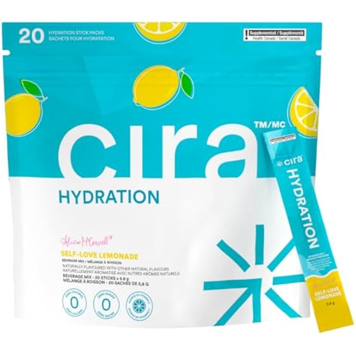 Cira Hydration Stick Packs x Alicia McCarvell Electrolyte Powder & Drink Mix for On-The-Go Dehydration Relief & Recovery - Self Love Lemonade, 20 Servings - Image 1