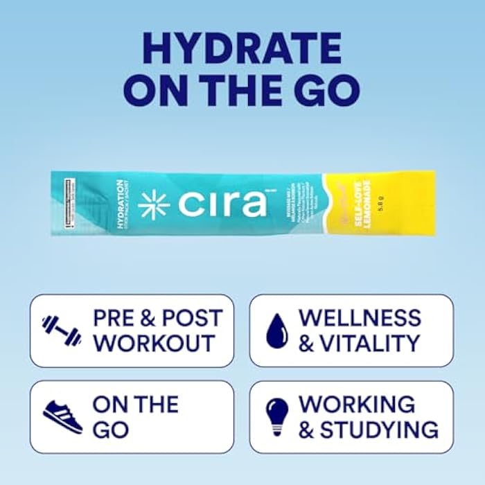 Cira Hydration Stick Packs x Alicia McCarvell Electrolyte Powder & Drink Mix for On-The-Go Dehydration Relief & Recovery - Self Love Lemonade, 20 Servings - Image 3