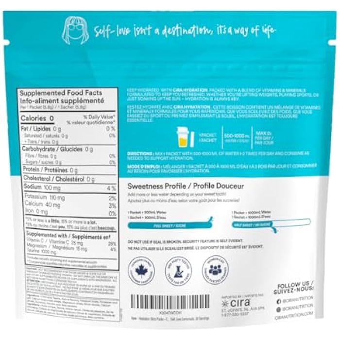 Cira Hydration Stick Packs x Alicia McCarvell Electrolyte Powder & Drink Mix for On-The-Go Dehydration Relief & Recovery - Self Love Lemonade, 20 Servings - Image 2