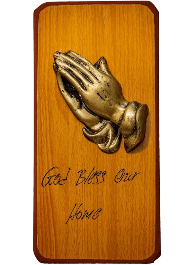 Rains Of Favours 100% Fiber Praying Hands Wall Décor For Home/Office Decoration - God Bless our Home - 35x17.5x 1 cm (LxWxD)