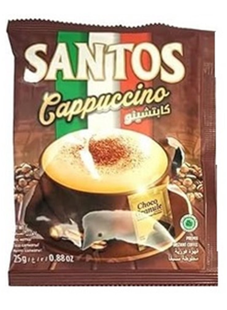 Santos Cappuccino 25g  Premix Instant Coffee - with Choco Granule - Image 1