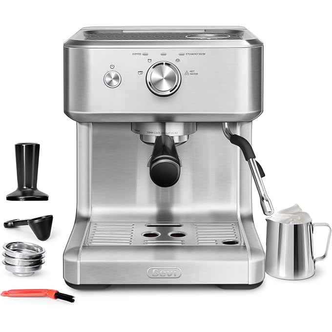 Gevi 58mm Commercial Espresso Machine|PID&NTC Temp Control with Steam Wand | Knob-type Operation;Budget under$200;Removable Water Tank;Include Necessary Accessories;Can Make Americanos;Easy to Clean - Image 1