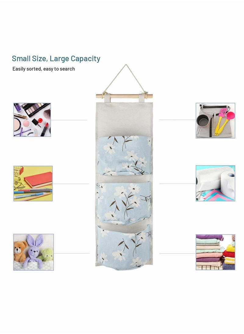 Y&D Wall Hanging Storage Bag Over The Door Organizer, Waterproof Linen Fabric Organizer with 3 Pockets, Multifunctional Shelves for Closet Bedroom Bathroom 3Pcs  - Image 3