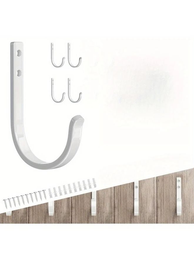 White 5 Pack Wall Hooks 22LB Screw in Metal Hanger Mount for Towel Coat Backpack - Image 1