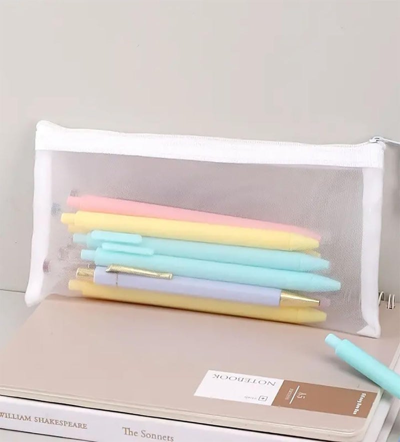 pepplo Mesh Pen Case, Pencil Storage Pouch, Plastic Zipper Bags, Envelope Bag, Stationery Bag, Office Supplies, Transparent Bag, Student Storage Bag, Nylon School Supplies, Waterproof Pouch (Small, 4 Pieces) - Image 4