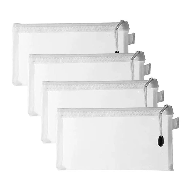 pepplo Mesh Pen Case, Pencil Storage Pouch, Plastic Zipper Bags, Envelope Bag, Stationery Bag, Office Supplies, Transparent Bag, Student Storage Bag, Nylon School Supplies, Waterproof Pouch (Small, 4 Pieces) - Image 1