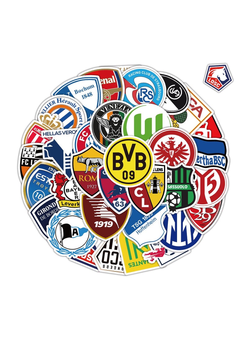 100-Piece Football Club Logo Cool Waterproof Stickers - Image 1