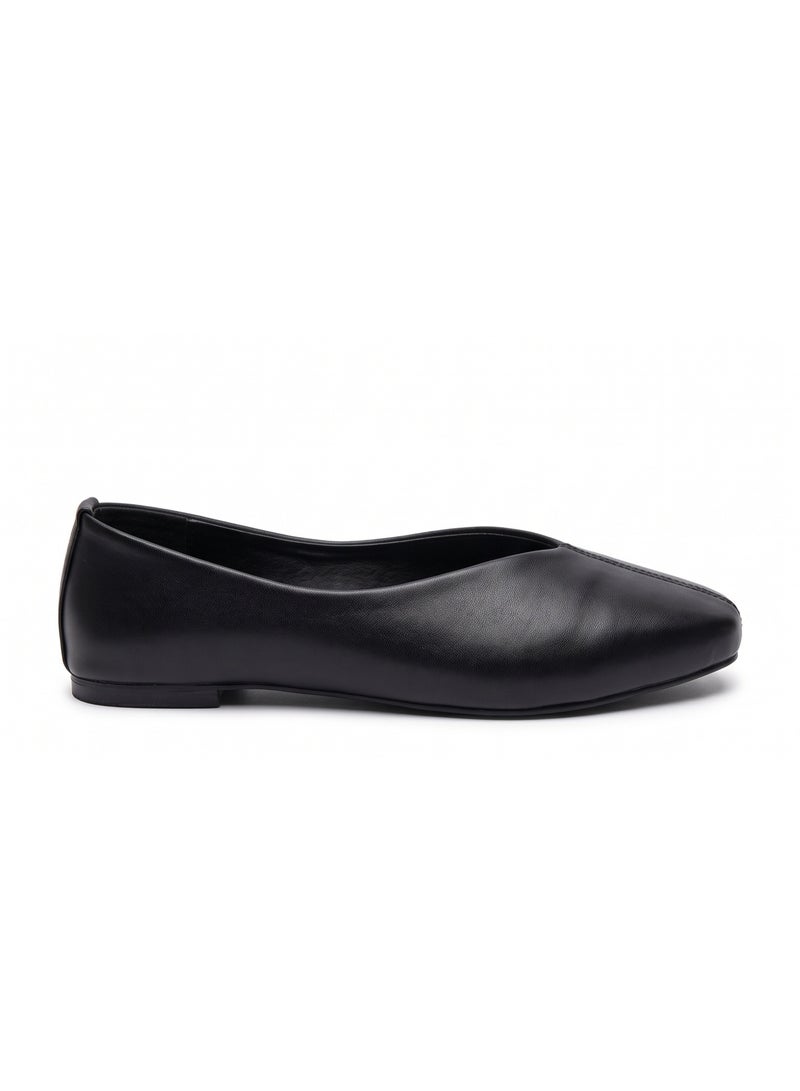 OG Ballerina  V Cut Women’s Square Toe Ballet Flats – Soft Faux Leather Slip-On Comfort Ballerina with Center Seam Detail - Image 3
