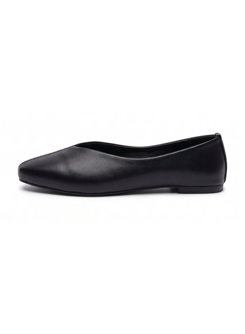 OG Ballerina  V Cut Women’s Square Toe Ballet Flats – Soft Faux Leather Slip-On Comfort Ballerina with Center Seam Detail - Image 4