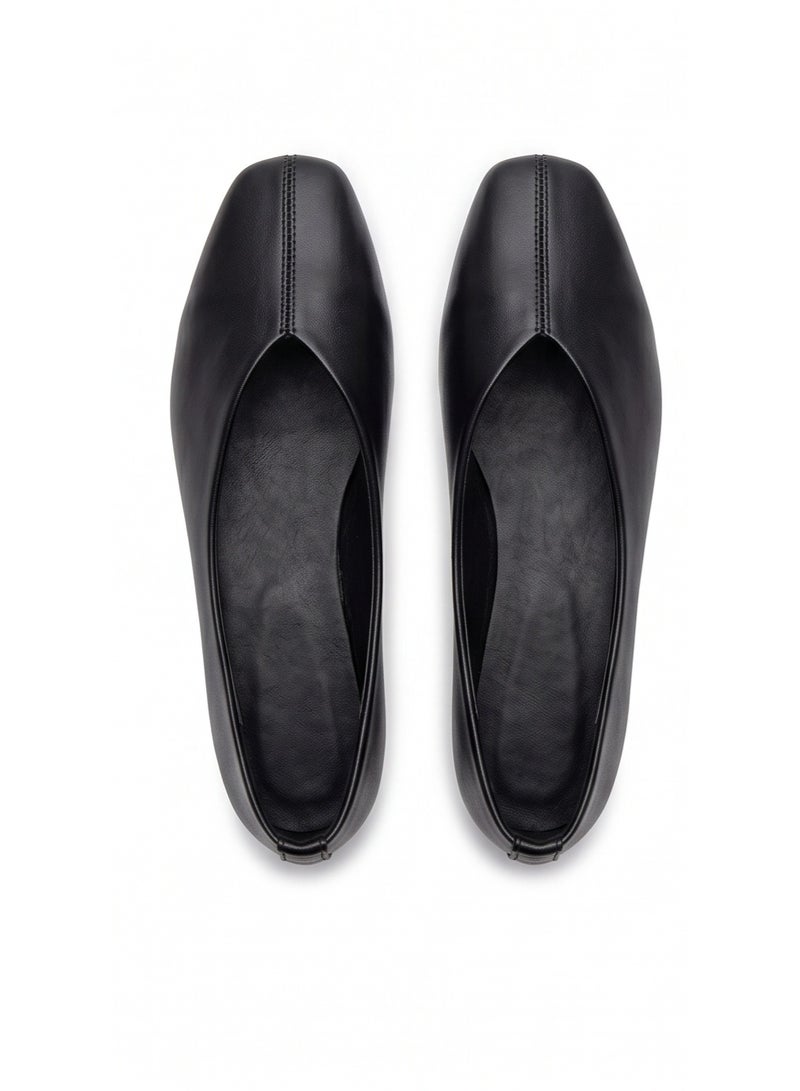 OG Ballerina  V Cut Women’s Square Toe Ballet Flats – Soft Faux Leather Slip-On Comfort Ballerina with Center Seam Detail - Image 5