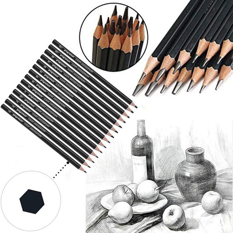 GETKO WITH DEVICE GETKO WITH DEVICE Professional Art Sketching Drawing Writing Pencil1B 2B 3B 4B 5B 6B 7B 8B 10B 12B 2H 4H 6H Hb 14 Pcs/set Pencil Stationery Supplies  - Image 2