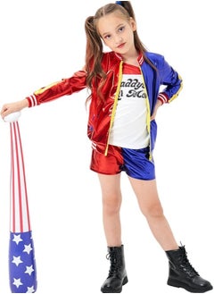 VUCATIN Cosplay Costume for Kids Girls Girls Villain Costume Kit include Jacket  T-shirt Shorts Gloves Perfect for Fancy Dress Costume Cosplay  - Image 3