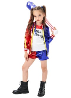 VUCATIN Cosplay Costume for Kids Girls Girls Villain Costume Kit include Jacket  T-shirt Shorts Gloves Perfect for Fancy Dress Costume Cosplay  - Image 4