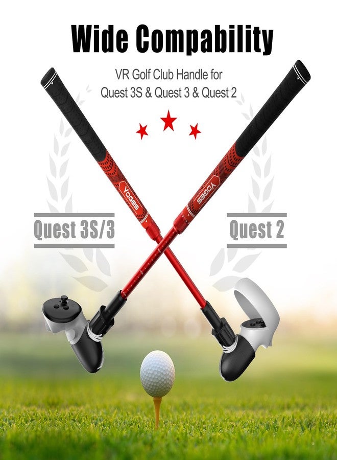 YOGES Adjustable Length VR Golf Club Handle for Meta Quest 3S/Quest 3/Oculus Quest 2, 90 Degree Virtual Reality Baseball Controller Attachment, Simulator Real Golf Game (ONLY for Right Controller) - Image 2
