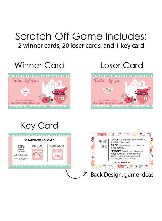 Big Dot of Happiness Floral Let’S Par Tea Garden Tea Party Game Scratch Off Cards 22 Count  - Image 5