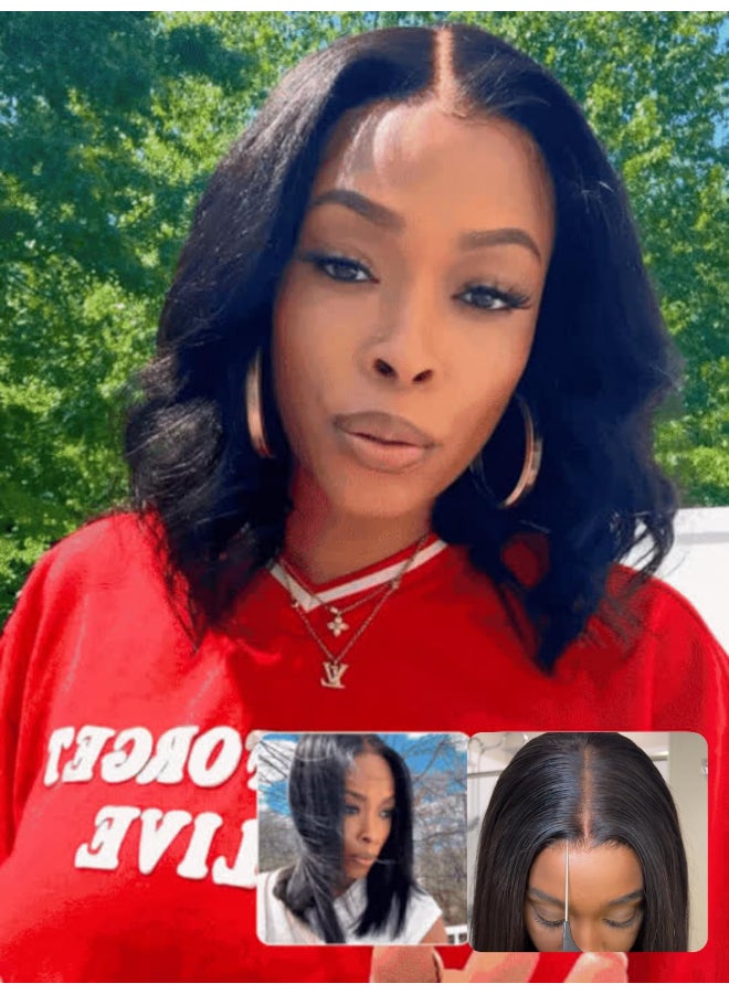 Nadula Bye Bye Knots Yaki Straight Bob Glueless Wig Pre CutPluckedBleached 7x5 Lace Front Wigs Human Hair Invisible Knots Pre Everything 3S Ready to Go Short Yaki Bob Wigs 150 Density 10inch - Image 4