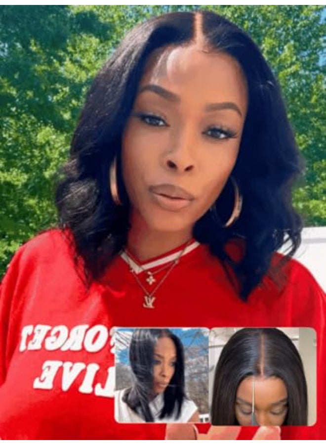 Nadula Bye Bye Knots Yaki Straight Bob Glueless Wig Pre CutPluckedBleached 7x5 Lace Front Wigs Human Hair Invisible Knots Pre Everything 3S Ready to Go Short Yaki Bob Wigs 150 Density 10inch - Image 3