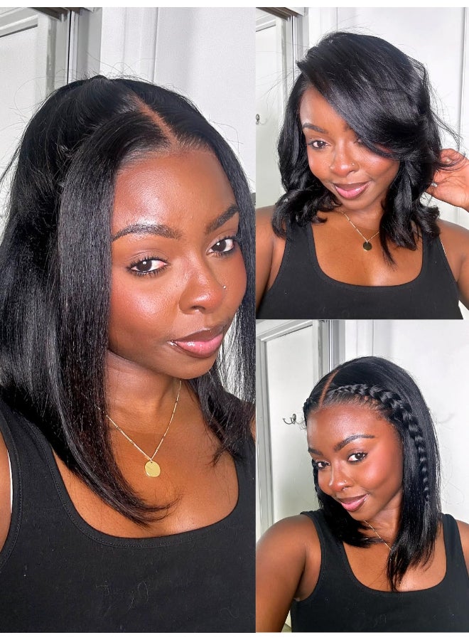 Nadula Bye Bye Knots Yaki Straight Bob Glueless Wig Pre CutPluckedBleached 7x5 Lace Front Wigs Human Hair Invisible Knots Pre Everything 3S Ready to Go Short Yaki Bob Wigs 150 Density 10inch - Image 2