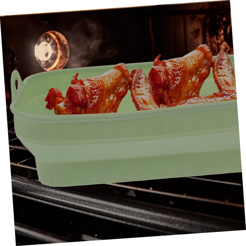 Reusable Silicone Air Fryer Liner Double Handle Rectangular Baking Pad - Image 3