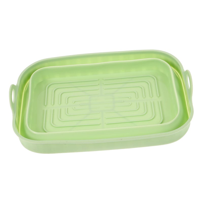 Reusable Silicone Air Fryer Liner Double Handle Rectangular Baking Pad - Image 2