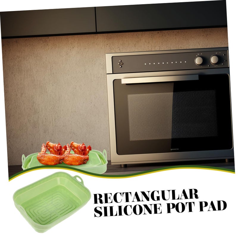 Reusable Silicone Air Fryer Liner Double Handle Rectangular Baking Pad - Image 4
