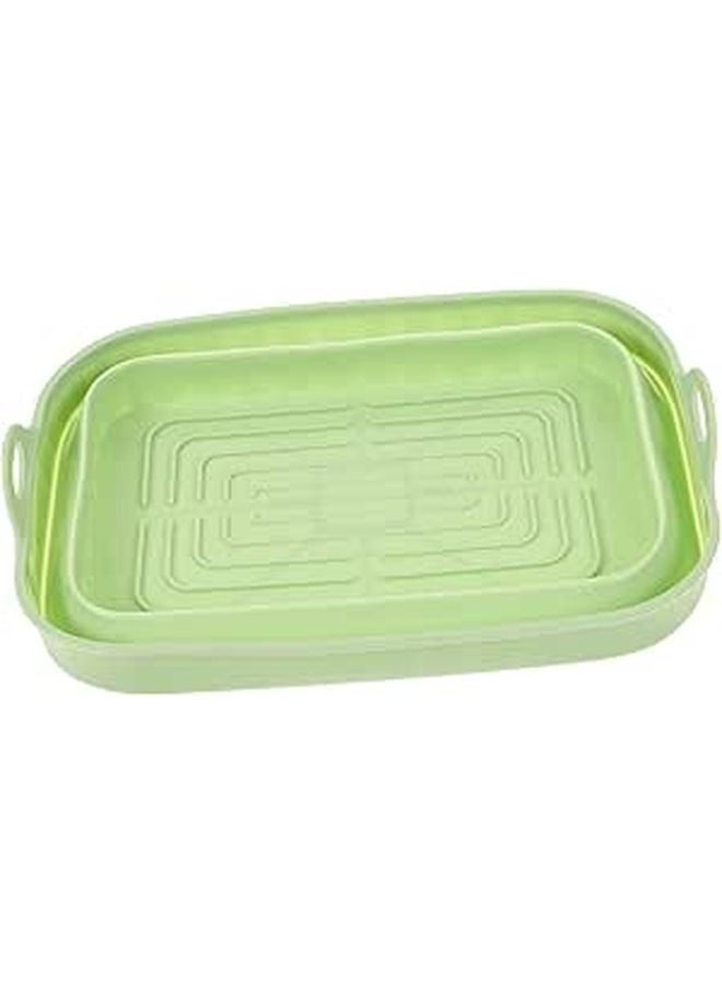 Reusable Silicone Air Fryer Liner Double Handle Rectangular Baking Pad - Image 1