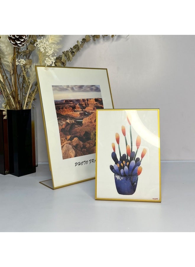 SHABILI 6PCS 5*7in Acrylic Sign Holder,L Shaped Desktop Display Holder, 17.78*12.7cm Poster Menu Holder, Table Number Display Stand，Family Photo Display，Clear Sign Holder for Wedding, Restaurant Signs, Office  - Image 4