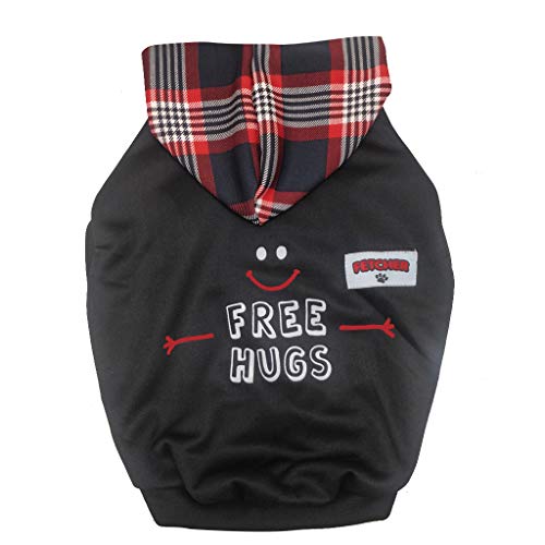 FETCHER Black & Red 'Free Hugs' Dry Fit Hoodie for Small Dogs (12 (X-Small)) - Image 1