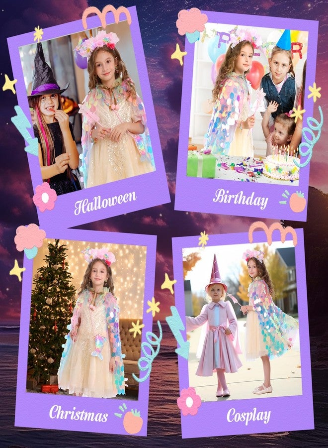 LIMIROLER Mermaid Toys Princess Dress Up Clothes Light Up Girls Dress Up Princess Cape 9 PCS Gift Set for Little Girls 3-8 Years Old Halloween Birthday Christmas (Rainbow) - Image 5