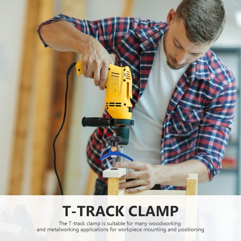 T-track Hold down Clamp Woodworking T Slot Clamp Blue Carpenter T-track Clip for Woodworking Bench Use, Single Piece - Image 4