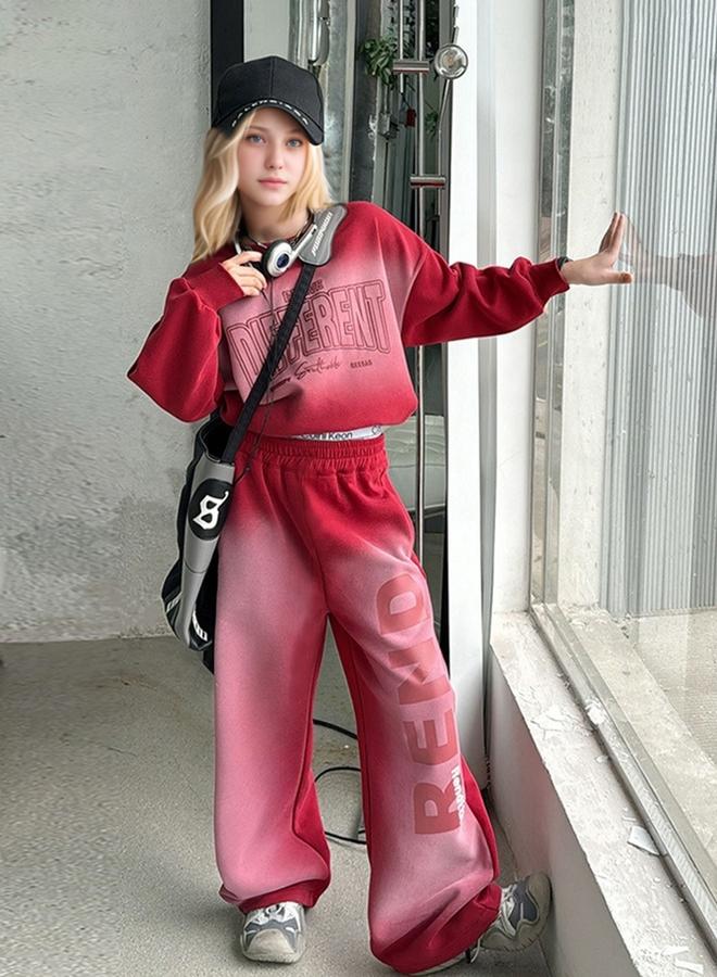 Take Two Red Ombre Sweatshirt and Joggers Set - Image 5