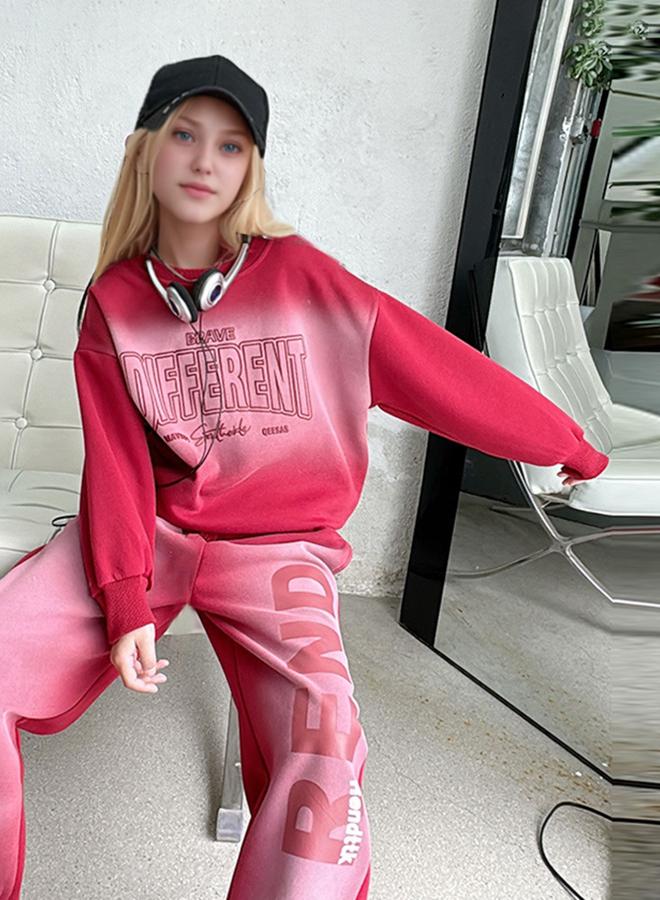 Take Two Red Ombre Sweatshirt and Joggers Set - Image 4