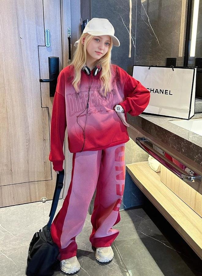 Take Two Red Ombre Sweatshirt and Joggers Set - Image 3