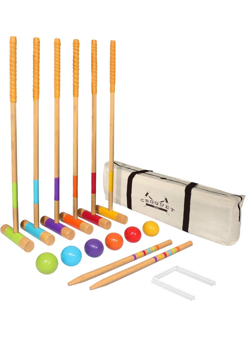GoSports GoSports Six Player Croquet Set for Adults  Kids  Choose Deluxe 35 or Standard 28  Modern Wood Design  - Image 1