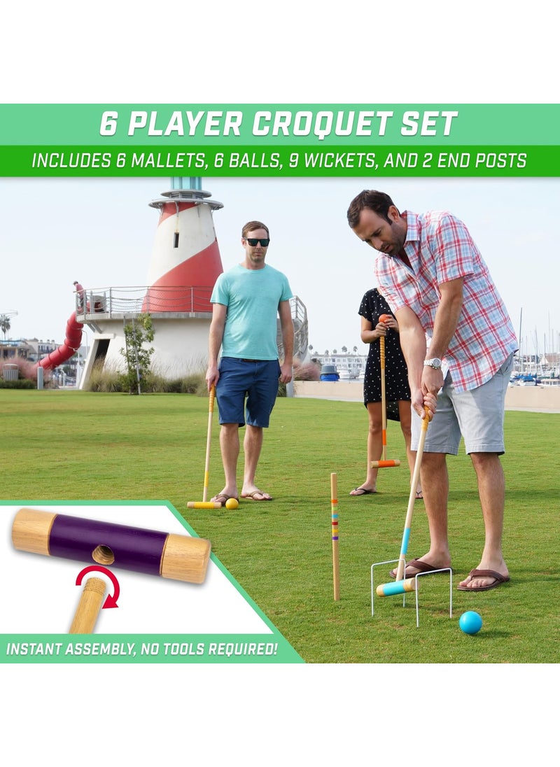 GoSports GoSports Six Player Croquet Set for Adults  Kids  Choose Deluxe 35 or Standard 28  Modern Wood Design  - Image 3
