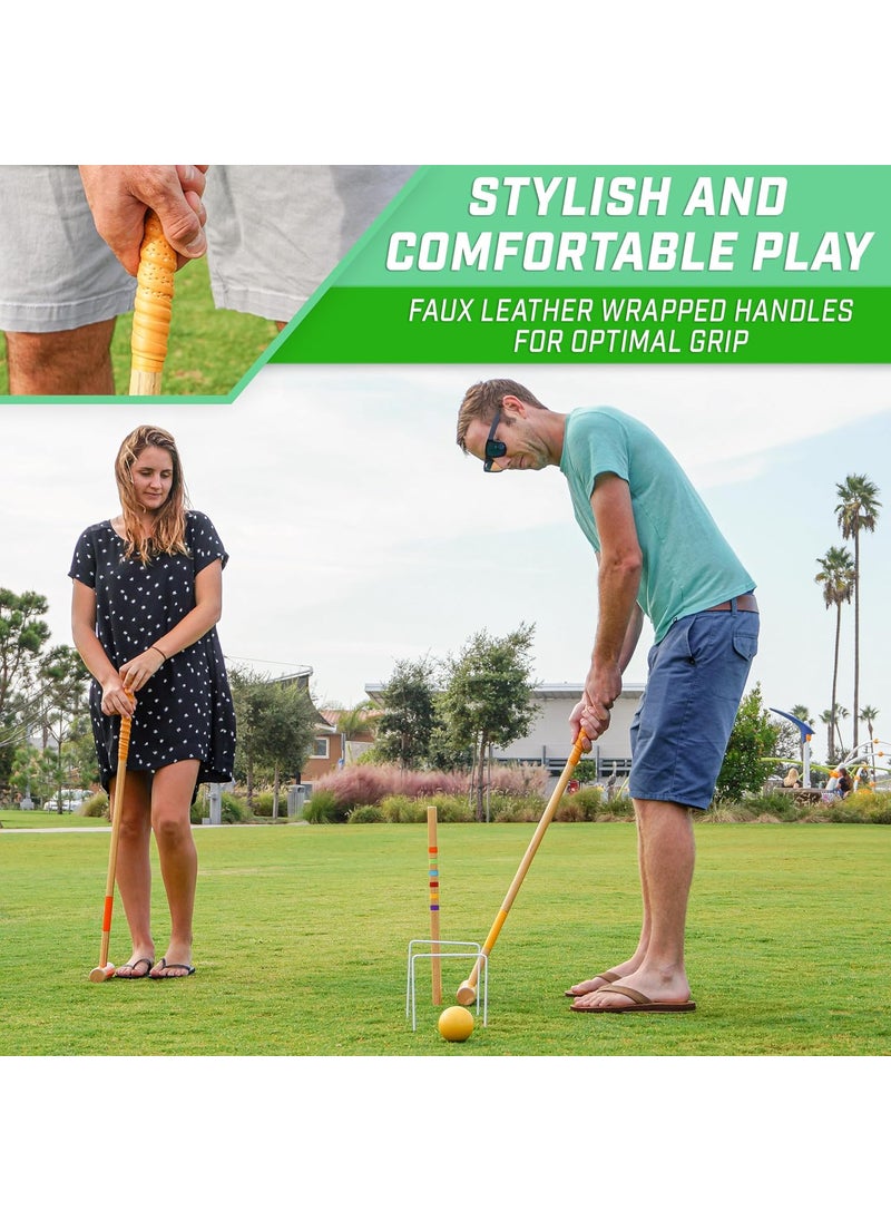GoSports GoSports Six Player Croquet Set for Adults  Kids  Choose Deluxe 35 or Standard 28  Modern Wood Design  - Image 5