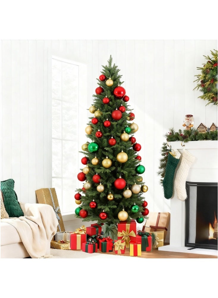 جيجيرو شجرة عيد الميلاد النحيفة بطول 5.9 قدم، مع أوراق واقعية من البولي إيثيلين، شجرة عيد الميلاد الصناعية، ديكور منزلي داخلي، 732 طرفًا طبيعي المظهر من البولي فينيل كلوريد والبولي إيثيلين، فروع مفصلية، حامل معدني - Image 1