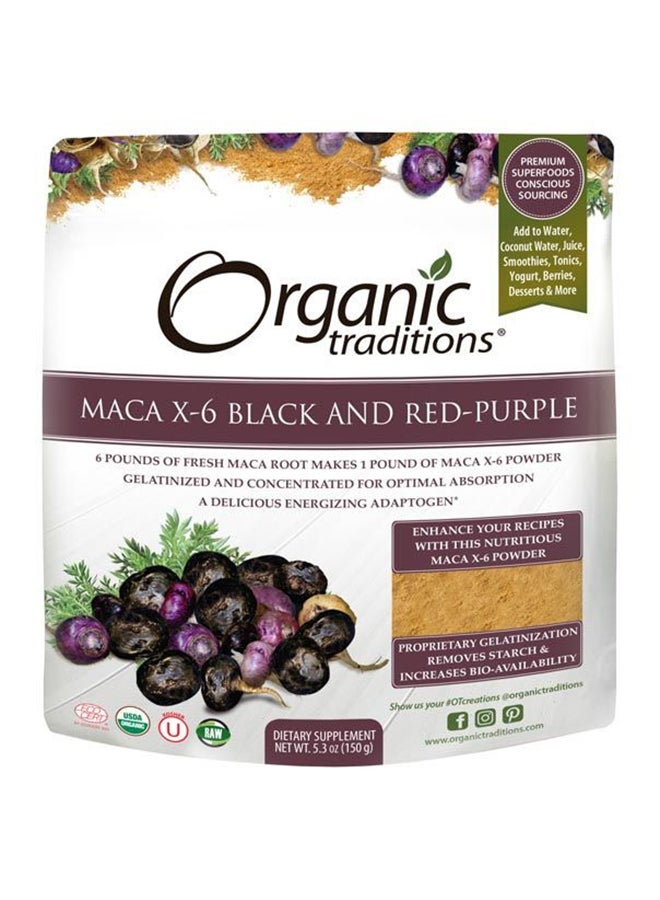 Organic Traditions مكمل غذائي ممتاز من Maca X-6 باللونين الأسود والأحمر والأرجواني 150 جرام - Image 1