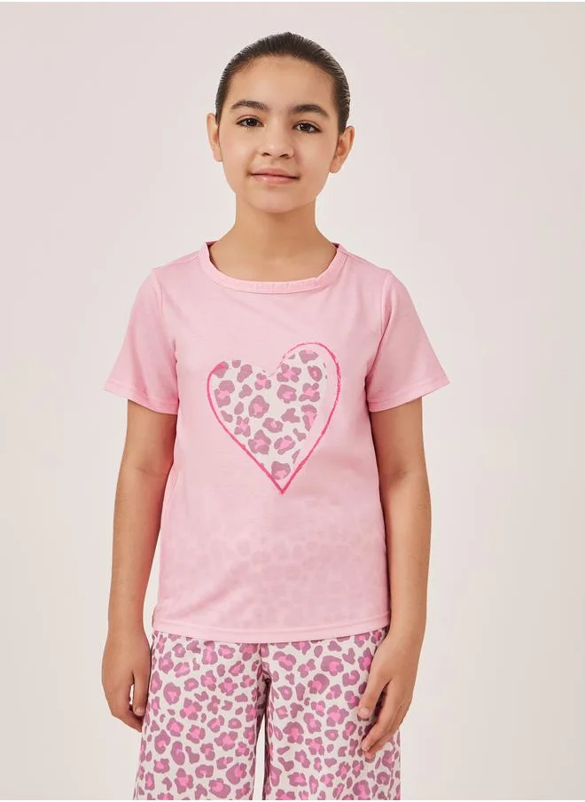 Styli Styli Animal Printed Short Sleeve T-Shirt and Pyjama Set