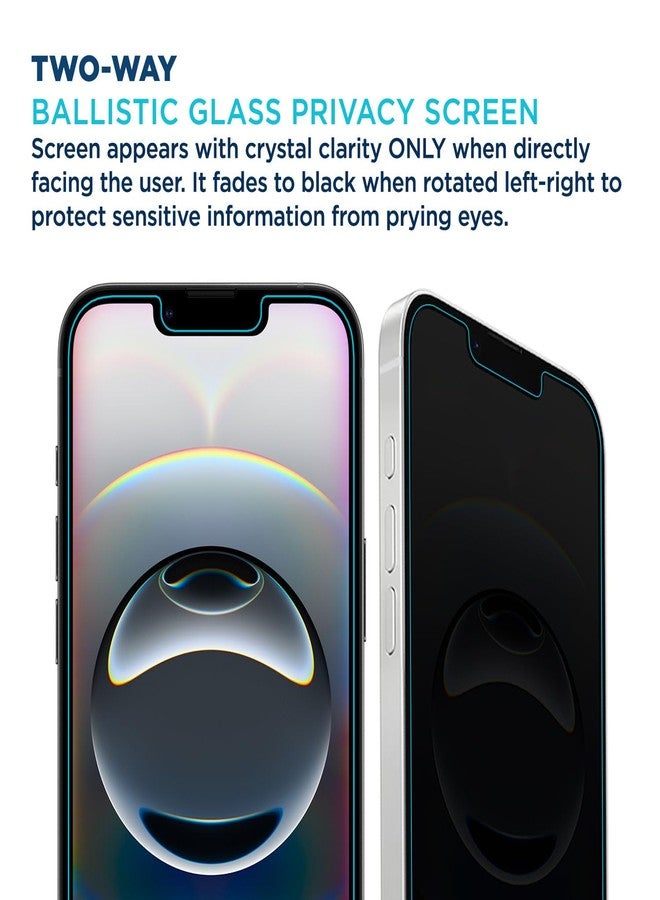 Tech Armor for Apple iPhone 16E Privacy Screen Protector, iPhone 14, 13 and 13 Pro Tempered Glass 6.1 Inch - Anti-Spy Ballistic, Case Friendly, Easy Install, Private, 9H Hardness -1 Pack - Image 3