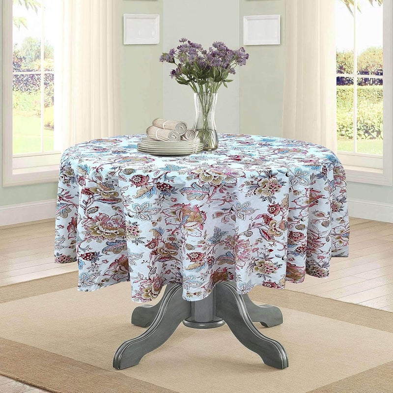 RHF Round Table Cover 90 inches 100 Cotton 68 Seater Table Cloth Dining Table Multicolor6 - Image 1
