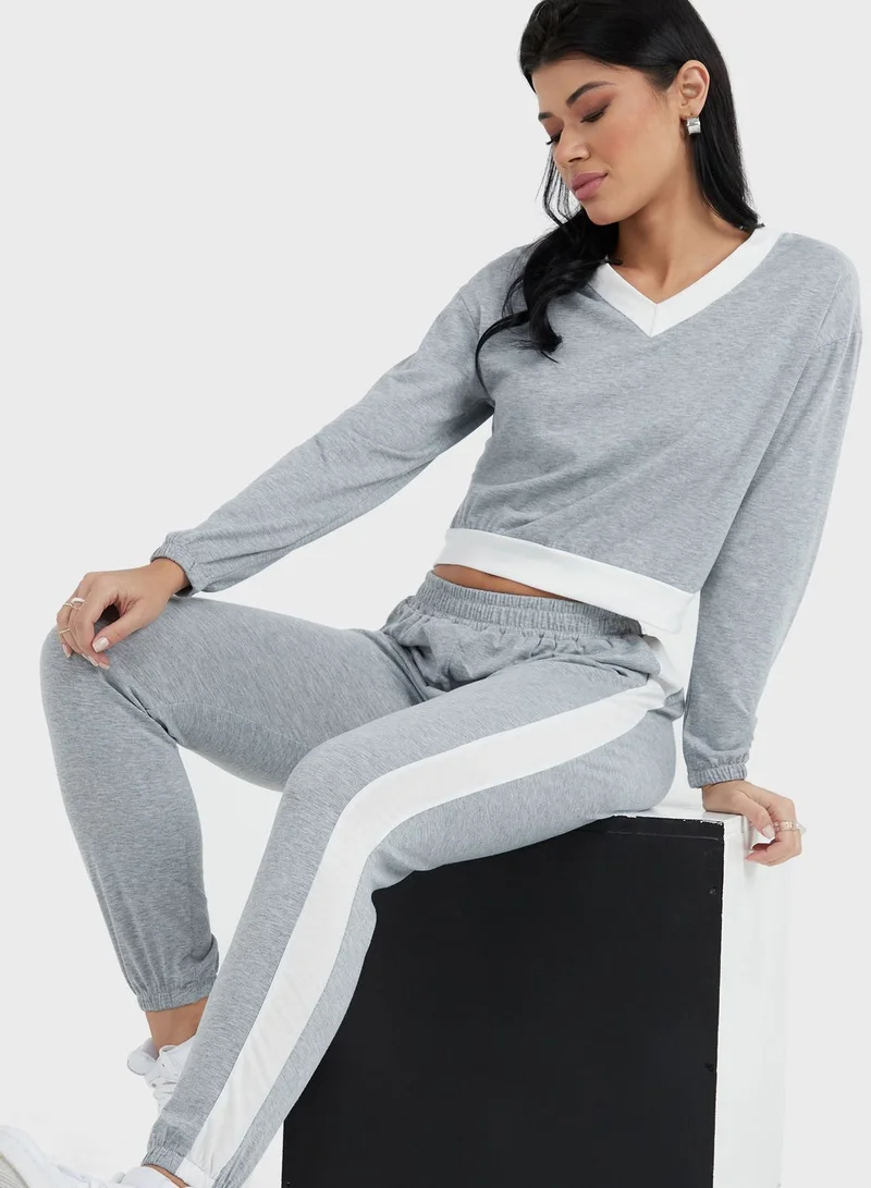 Styli V-Neck Top & Pyjama Set