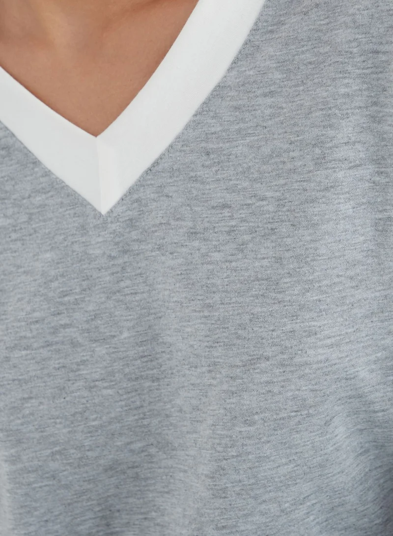 Styli V-Neck Top & Pyjama Set