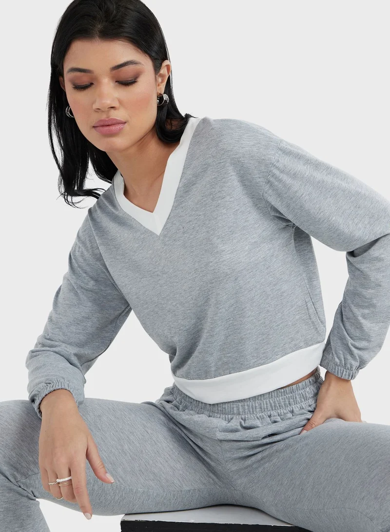Styli V-Neck Top & Pyjama Set