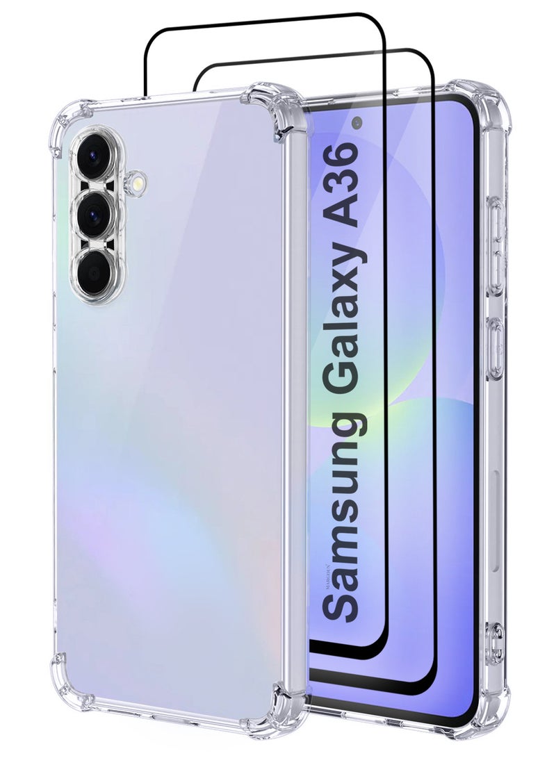 DUSALA 3Packs (for Galaxy A36 5G) TPU Gorilla Case – Transparent Shockproof Anti-Fall Cover with Two Screen Protectors - Image 1