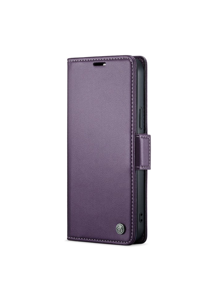 CaseMe - Flip Wallet Case For iPhone 13 Pro [RFID Blocking] PU Leather Wallet Flip Folio Case with Card Holder Kickstand Shockproof Phone Cover (Purple) - Image 1