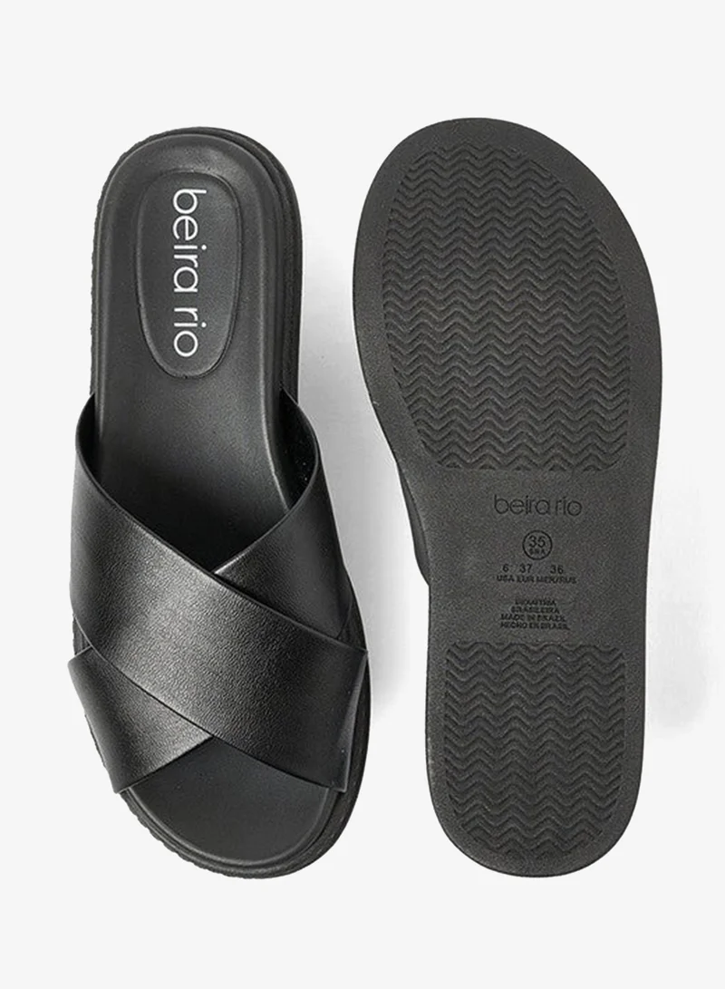 Beira Rio Black Flat Sandals for Women – Stylish Ladies Flat Sandals & Comfortable Flat Slippers for Women | Best Price UAE