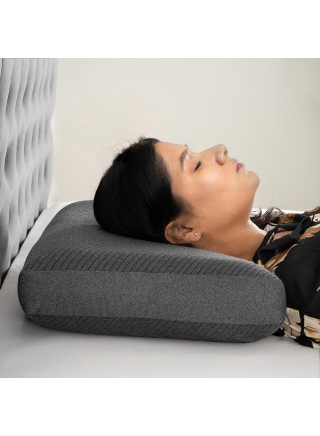 Wakefit Memory Foam Pillow | 1 Year Warranty | Orthopedic Pillows for Neck Pain, Pillow Memory Foam, Memory Pillow for Sleeping, Memory Foam Pillows (21 x 15 x 5 Inch, Set of 1 - Dark Grey) - Image 2