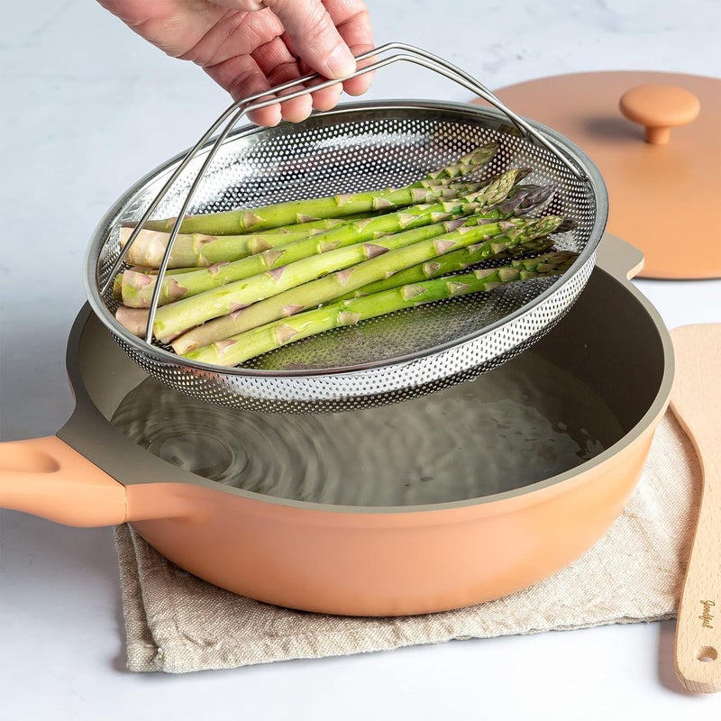 PRETOX AllInOne Pan Steamer Basket Premium Stainless Steel Construction Dishwasher Safe Perfect for Steaming Vegetables Full Handle for Easy Use - Image 3